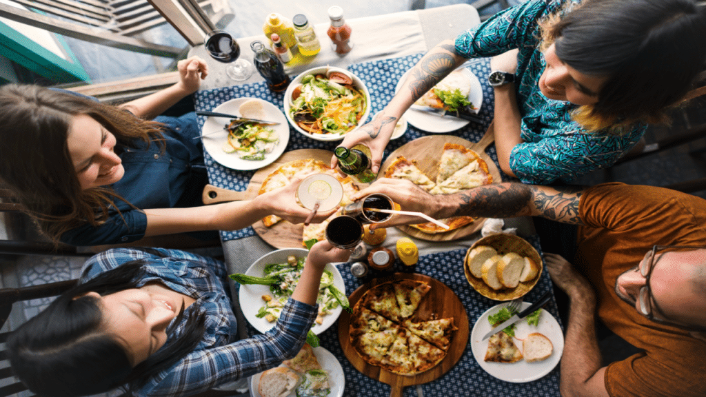 Friends having a meal together