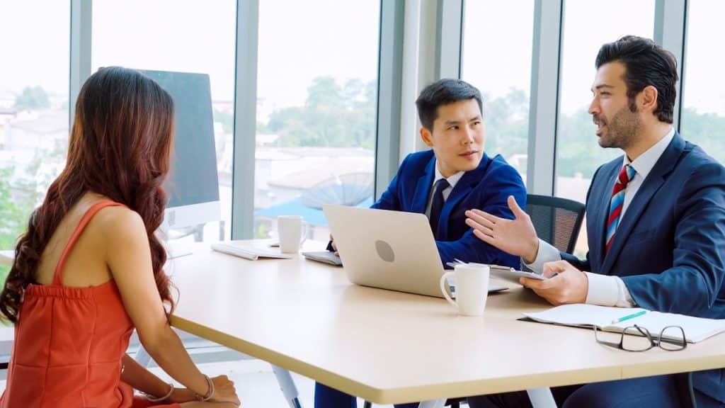 A young female interviewer seeking a professional career job opportunity.