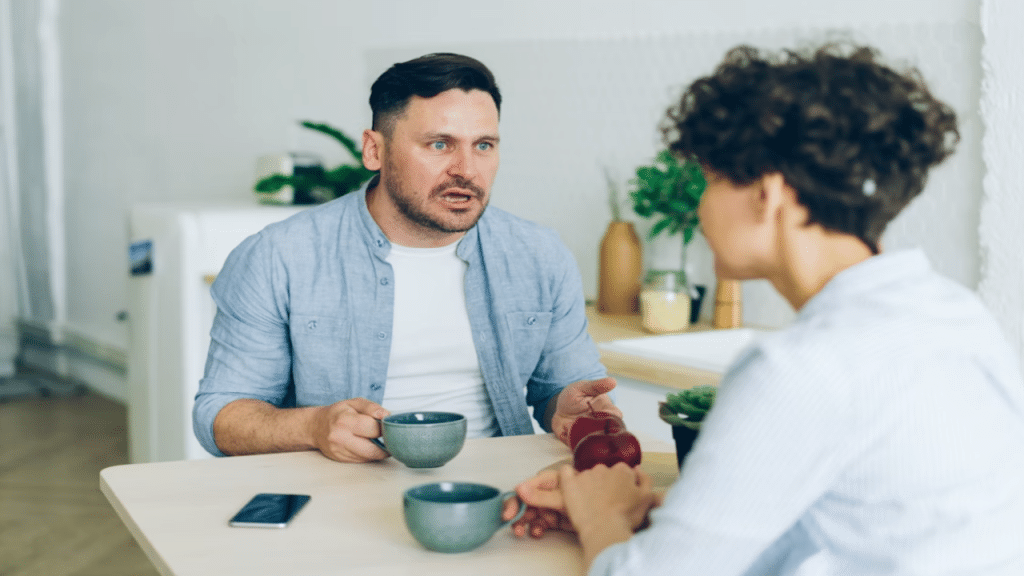 A man berating his wife