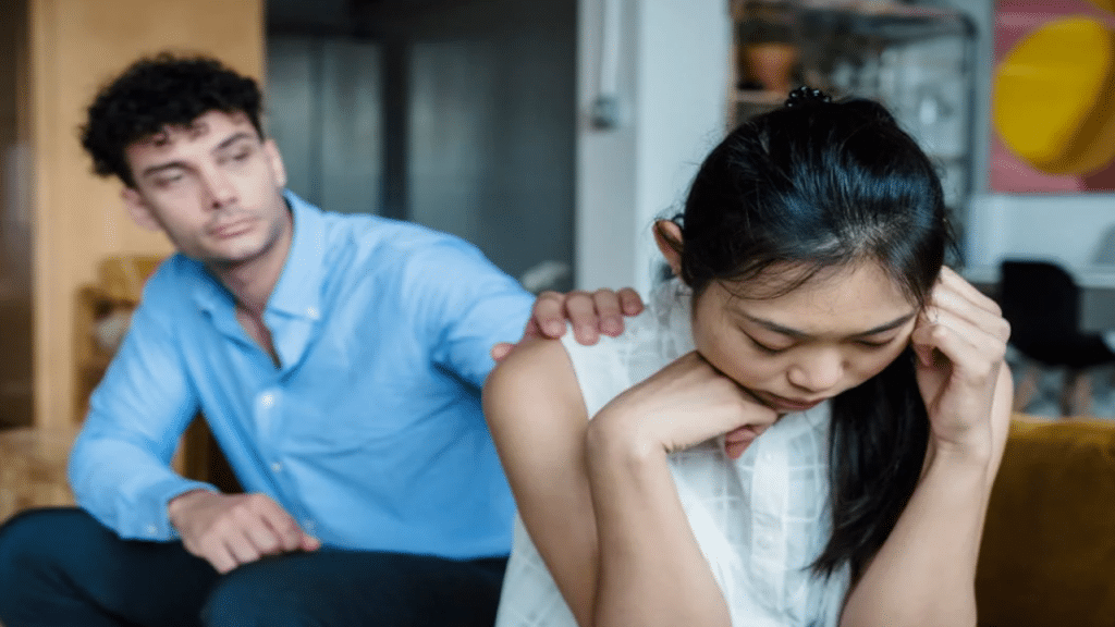 A wife refusing to look at her husband