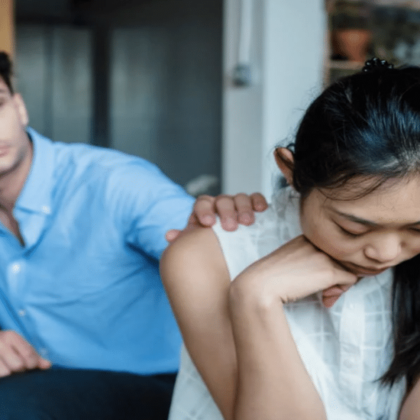 A wife refusing to look at her husband