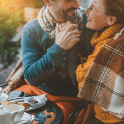 A mature couple on a coffee date