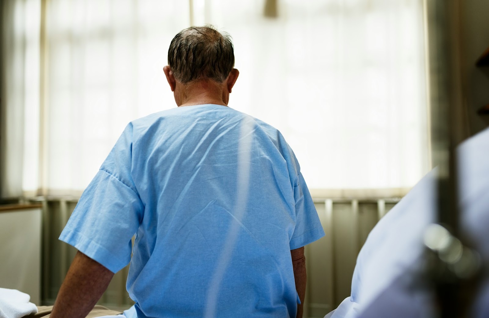 An elderly staying at a hospital