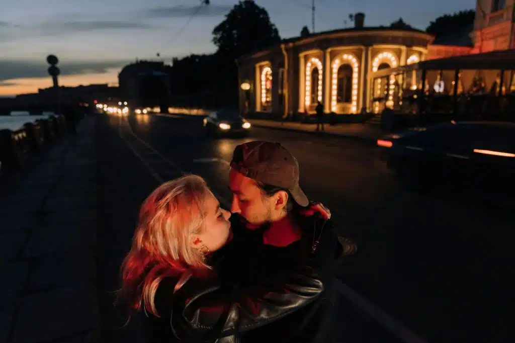A man and woman kissing