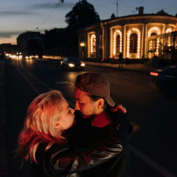 A man and woman kissing