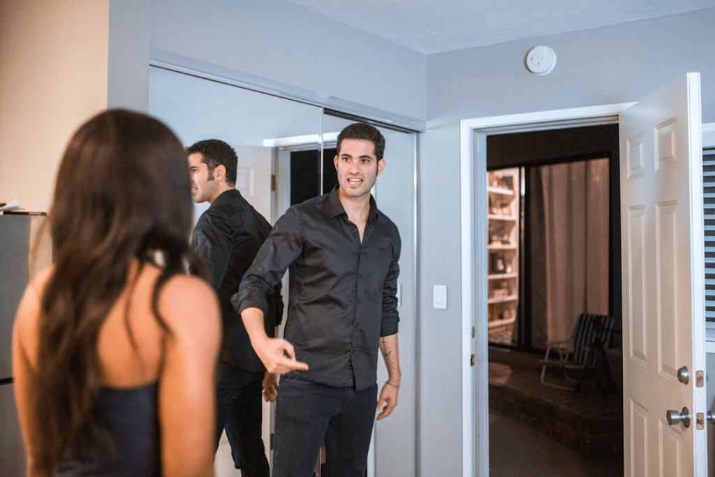Couple Talking in a Living Room