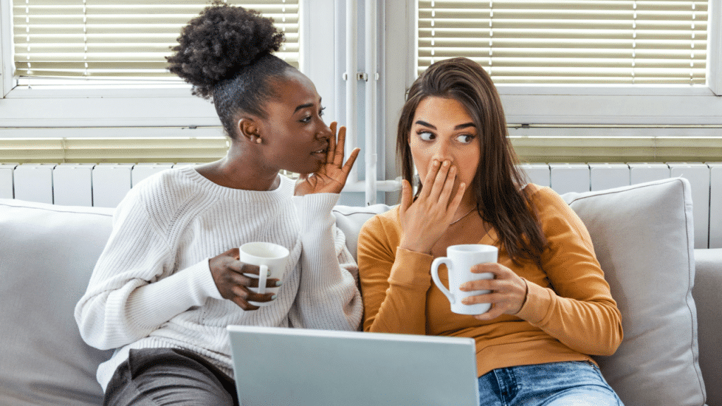 Two women gossiping