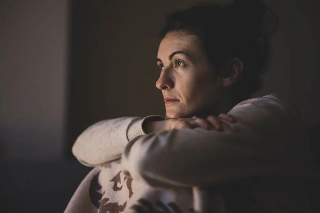 A woman sitting