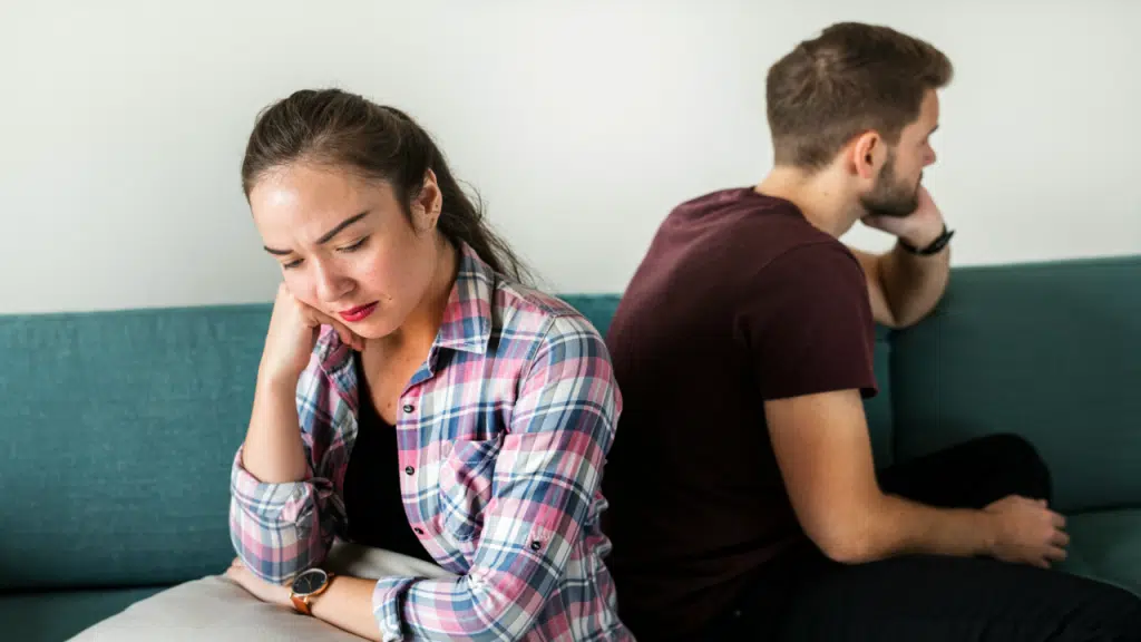 A couple refusing to look at each other