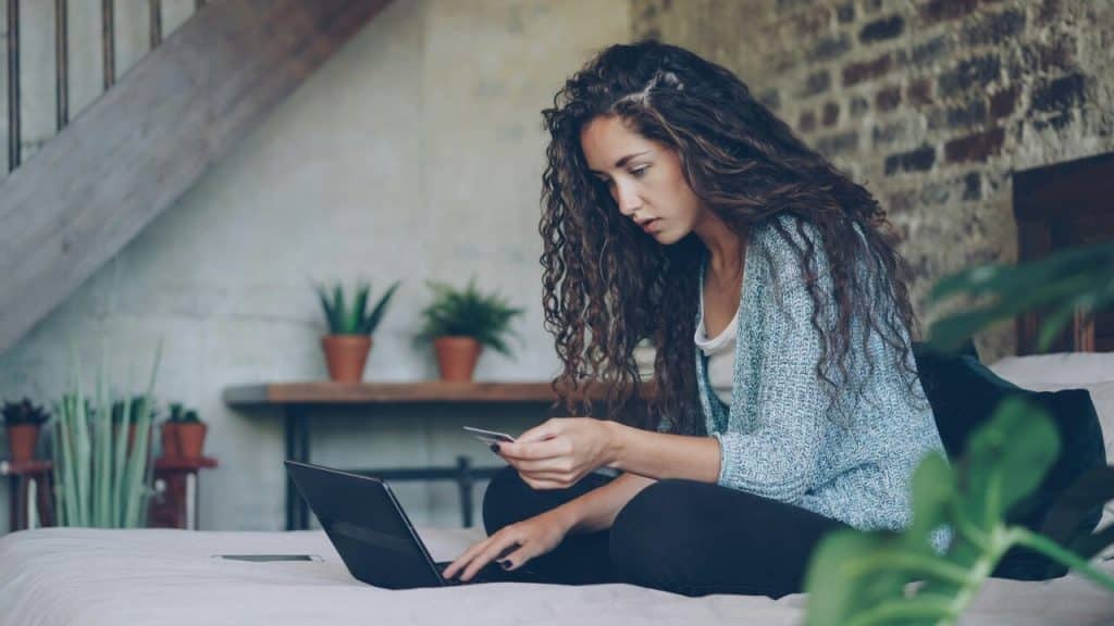 A woman shopping online