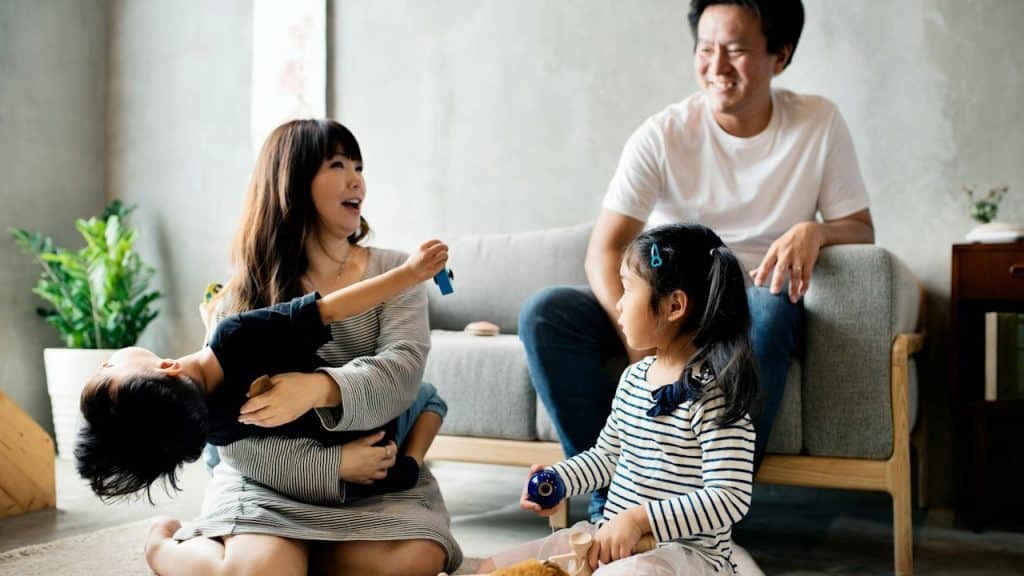 A couple having quality time with their kids.
