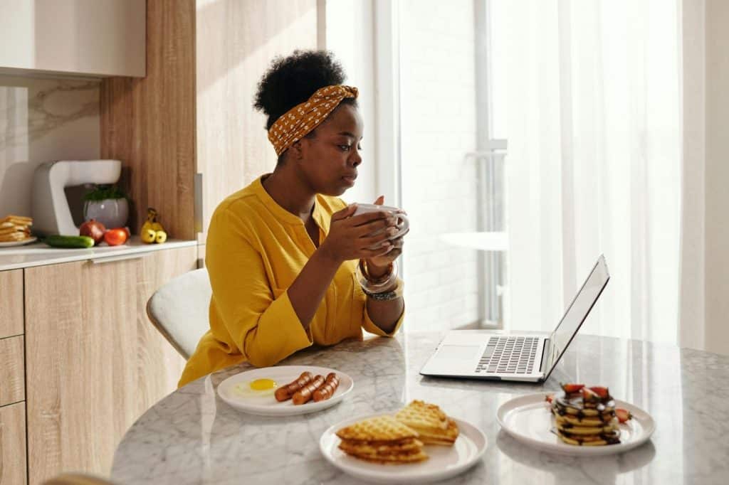 A woman staring at nowhere