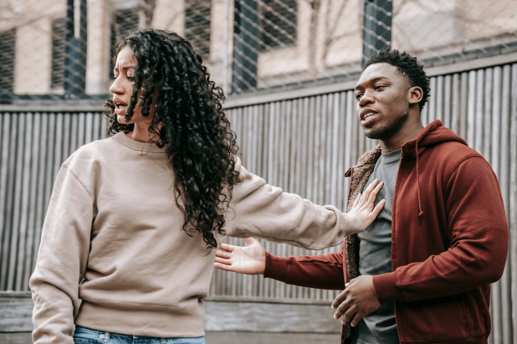 A man and woman arguing