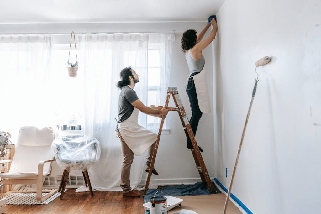 A couple doing house renovation