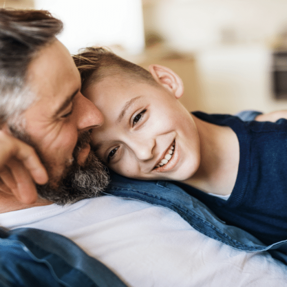 A man spending time with his son