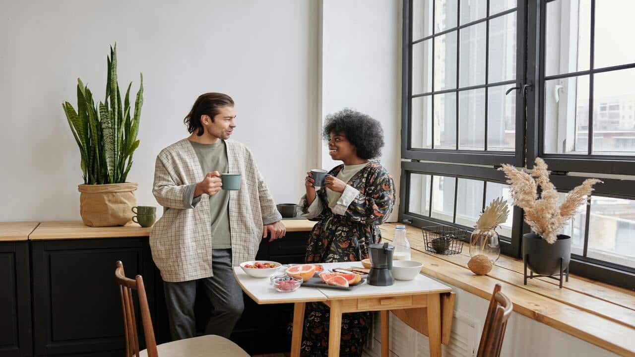A couple having breakfast together