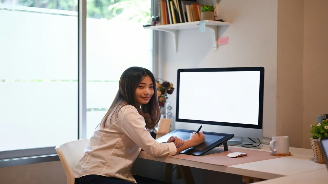A woman working at the office