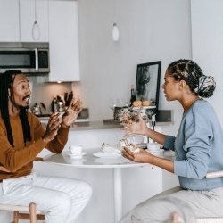 Ethnic couple quarrelling in kitchen