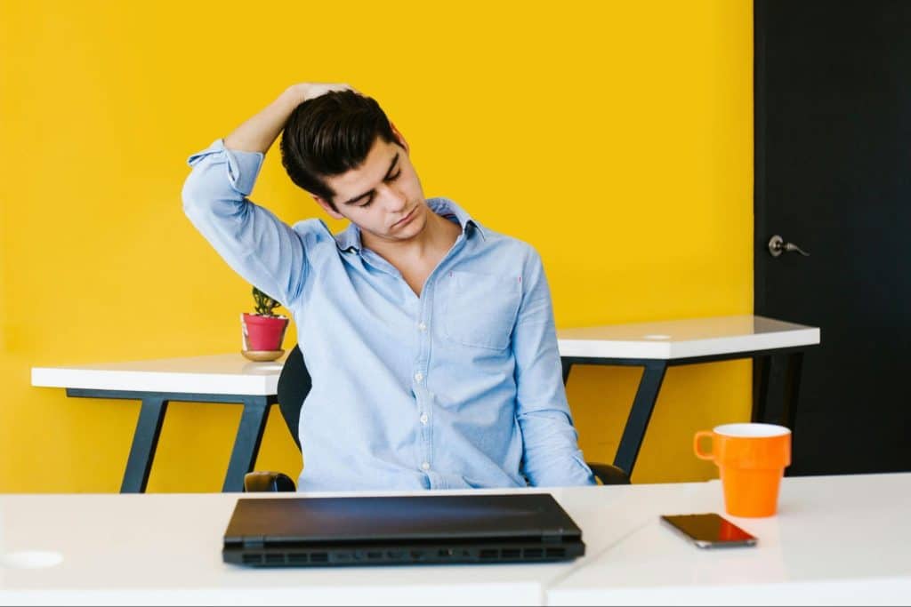 A man seriously working