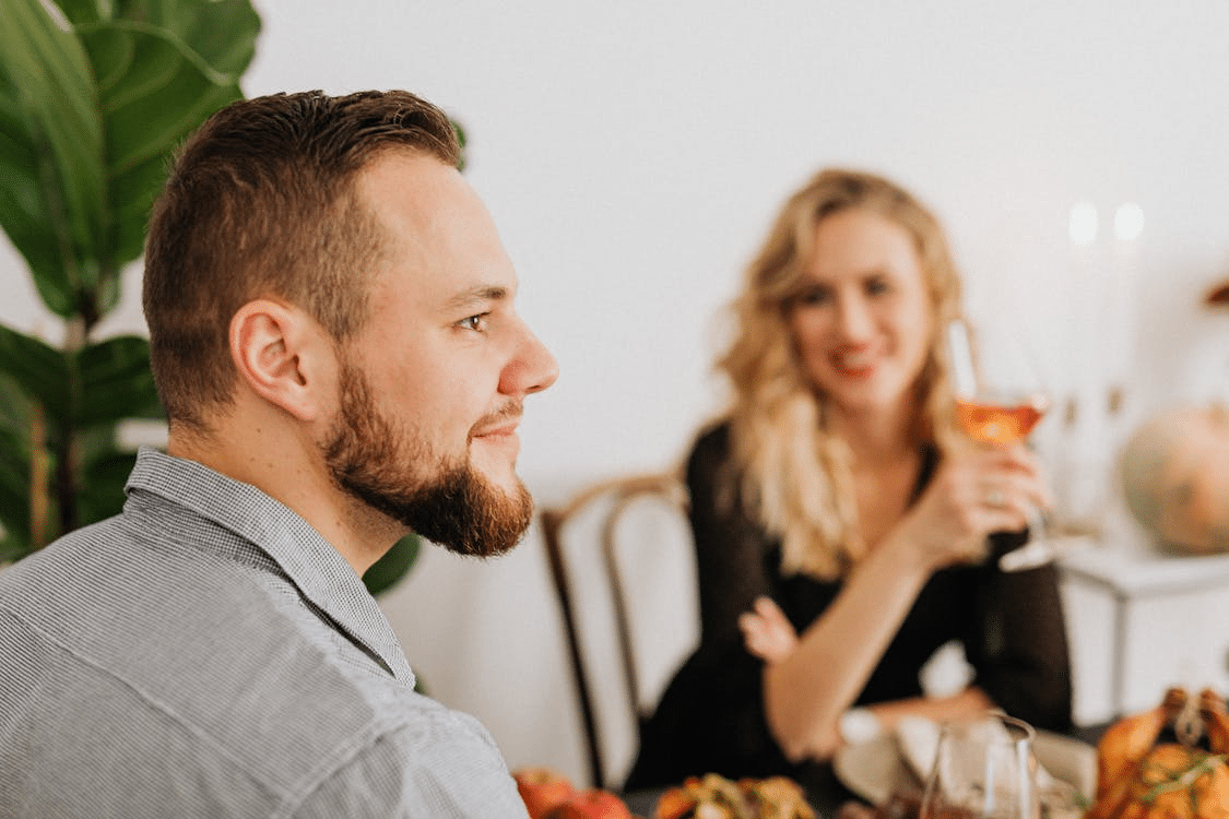 Man and woman having a date in a restaurant