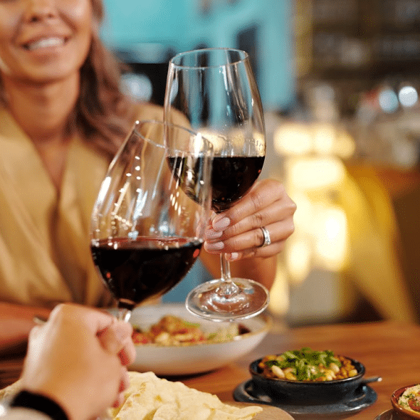 Man and woman having a date in a restaurant