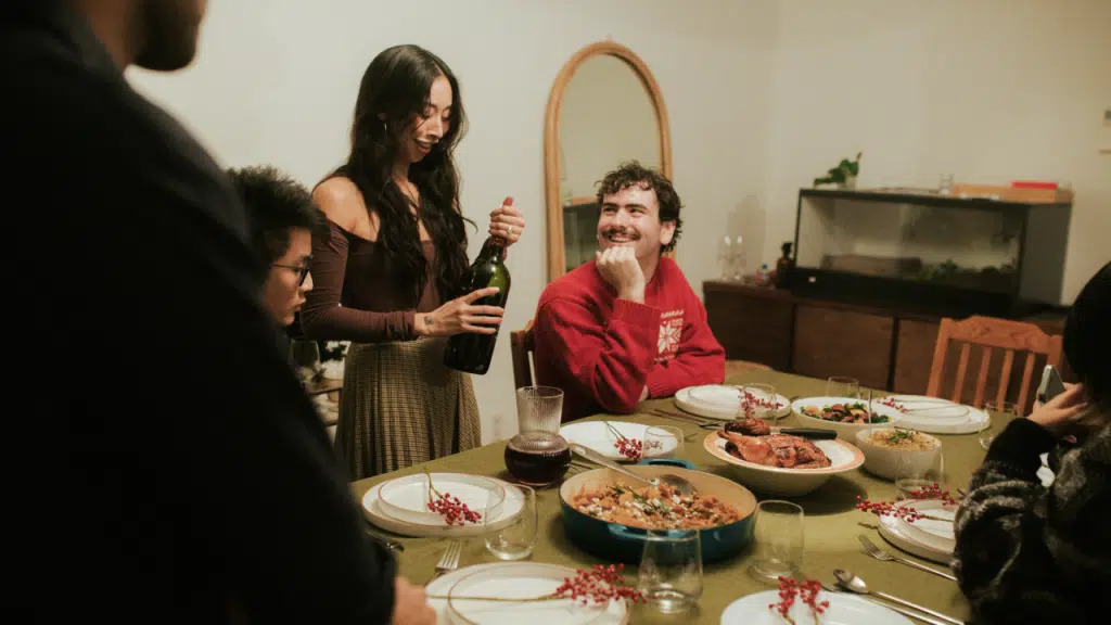 Friends having dinner together