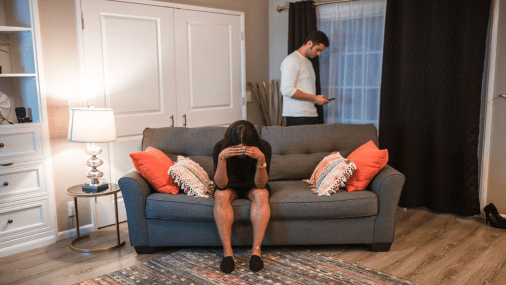 A couple having an argument at home