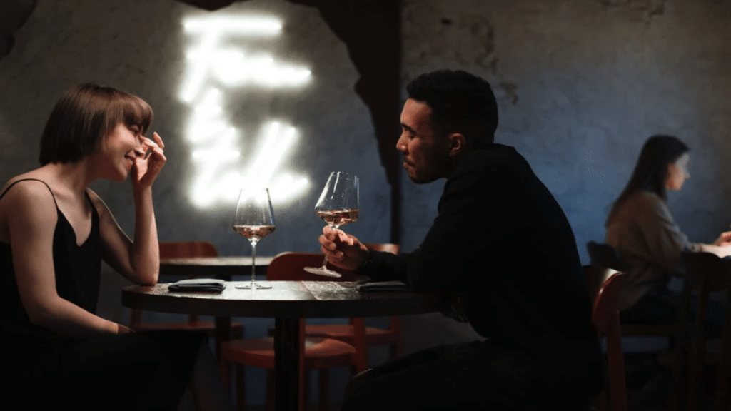 A couple at a dinner date