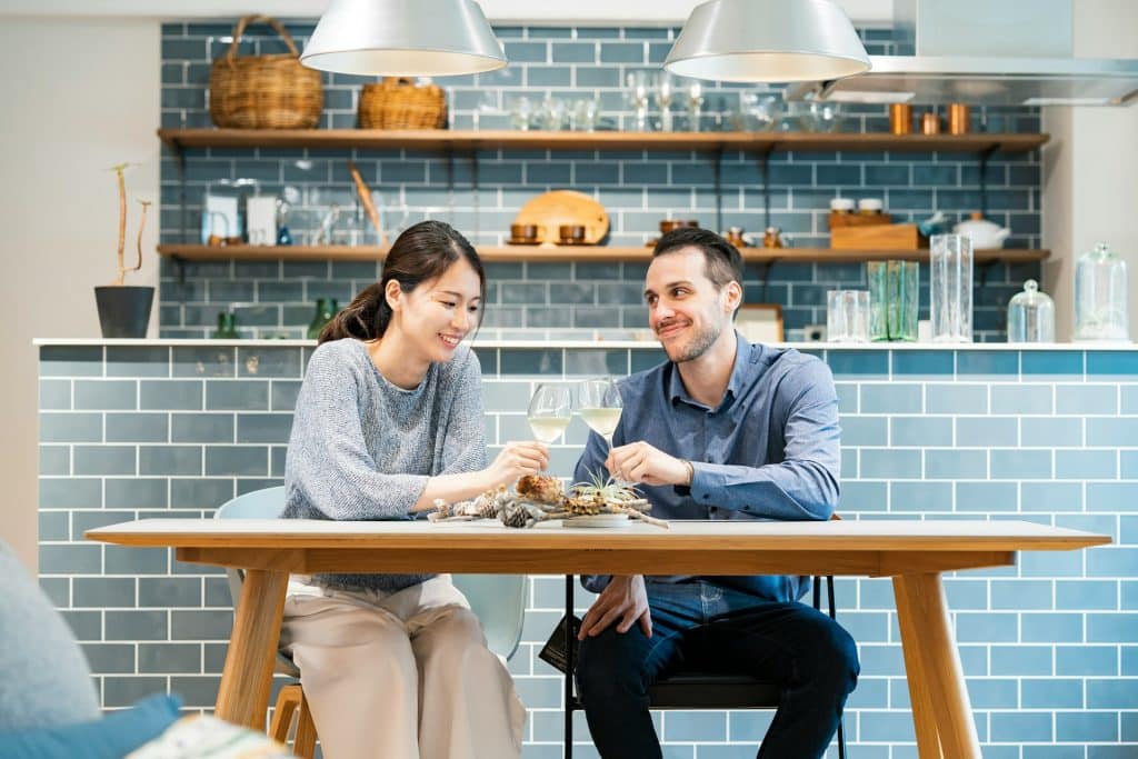 A couple having a toast.