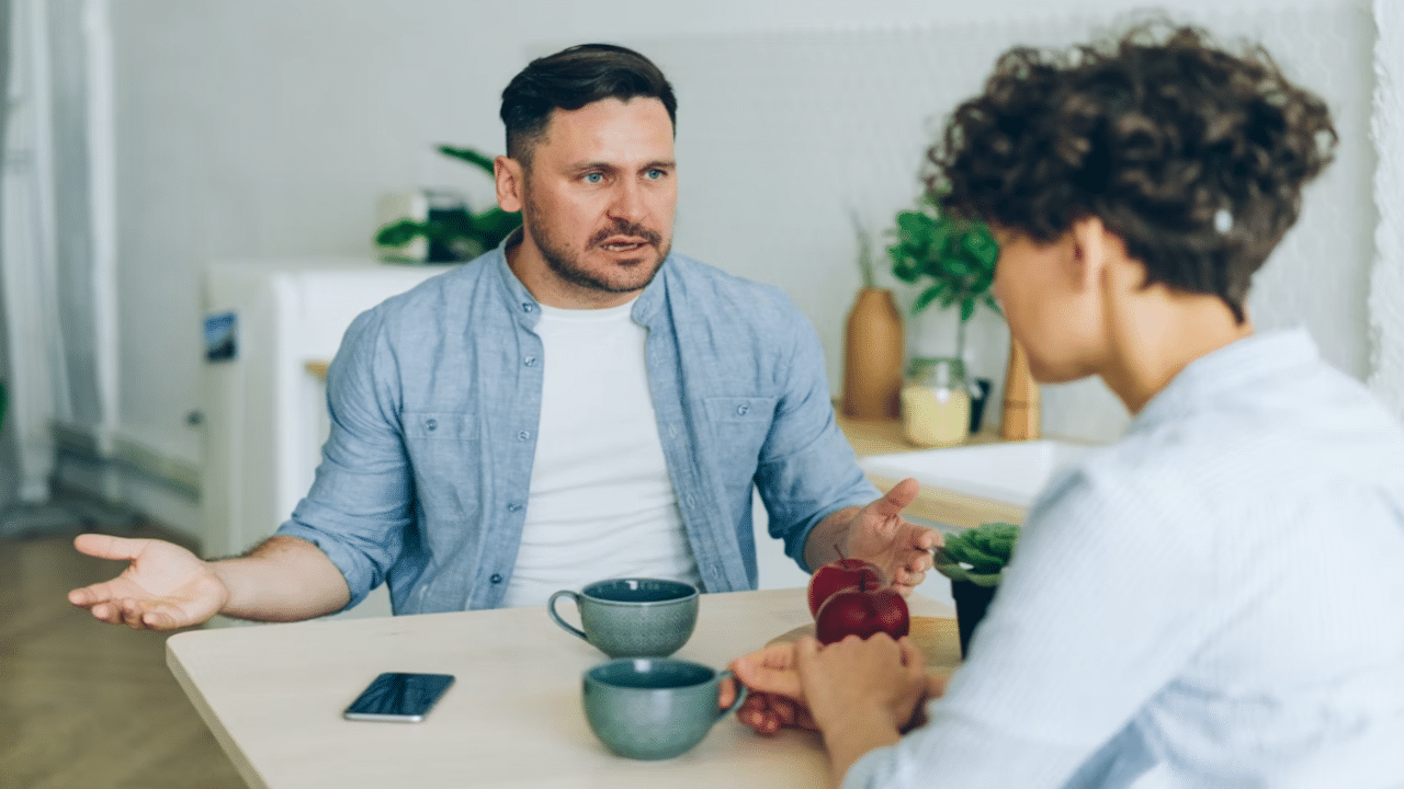 A man berating his wife