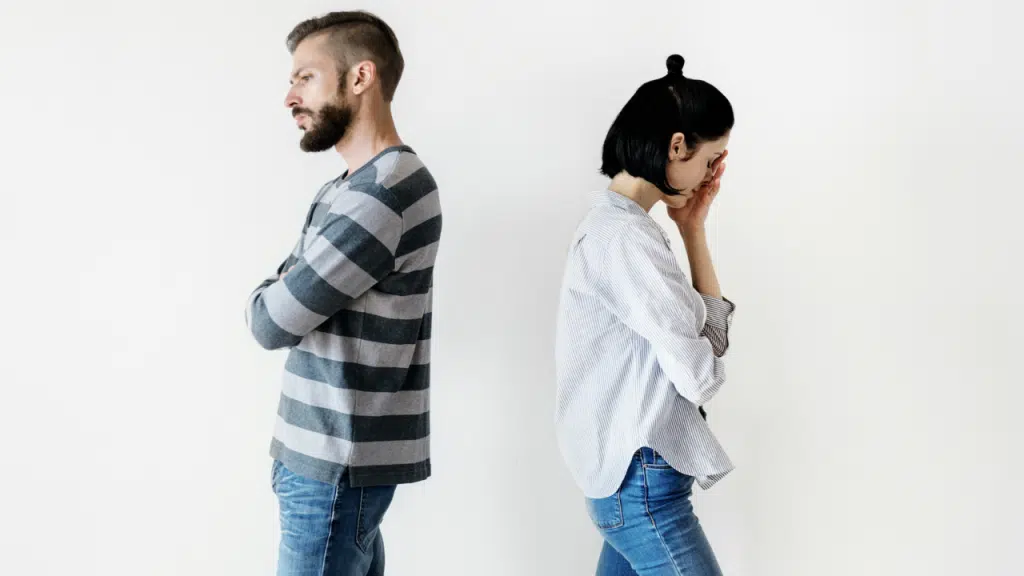 A couple refusing to look at each other