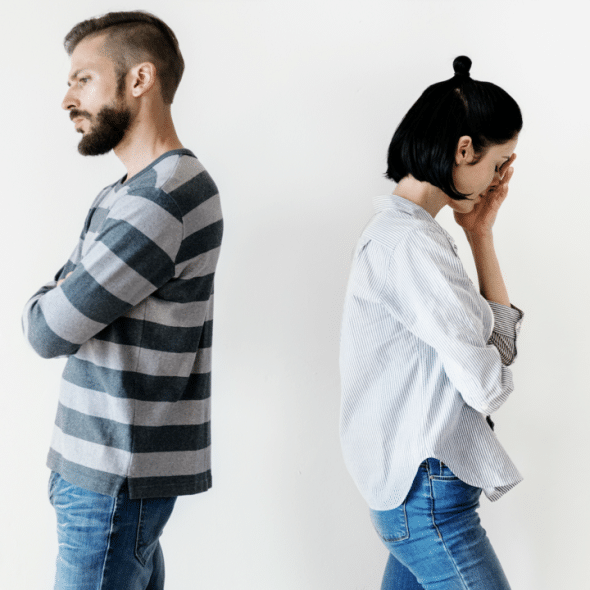 A couple refusing to look at each other