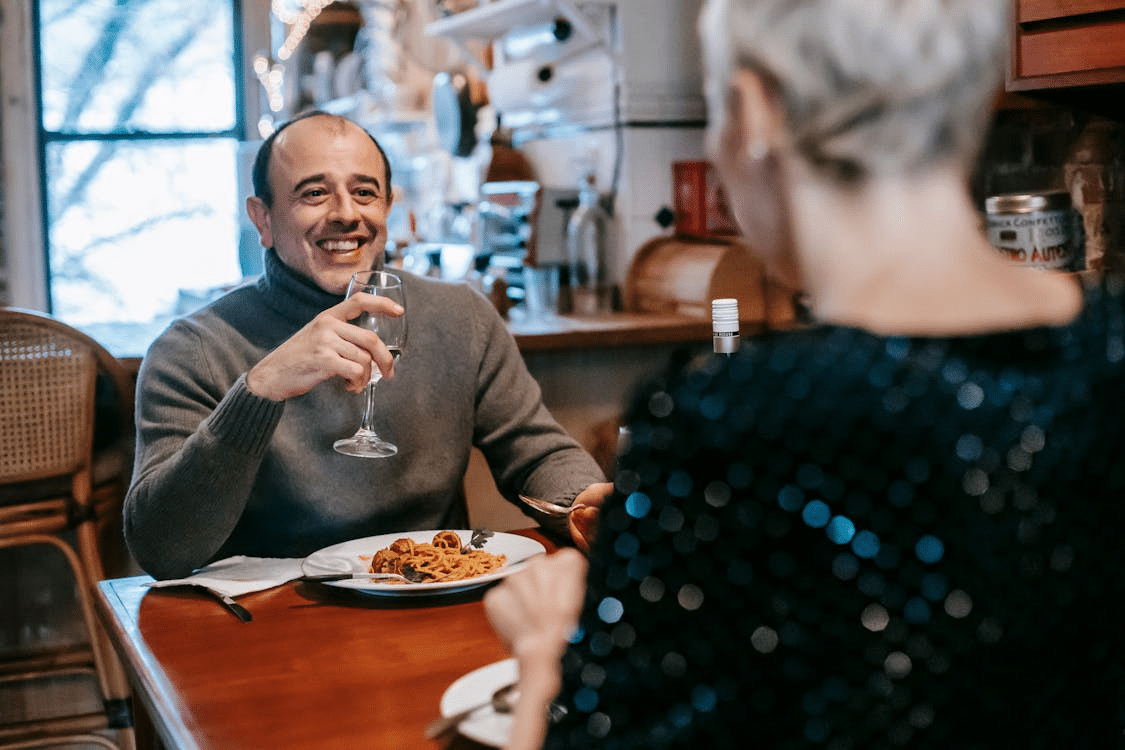 Man and woman having a date in a restaurant