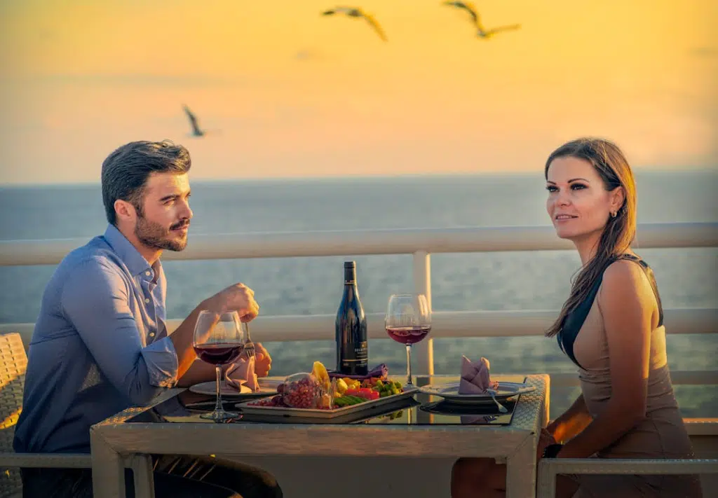 Man and woman having a date in a restaurant