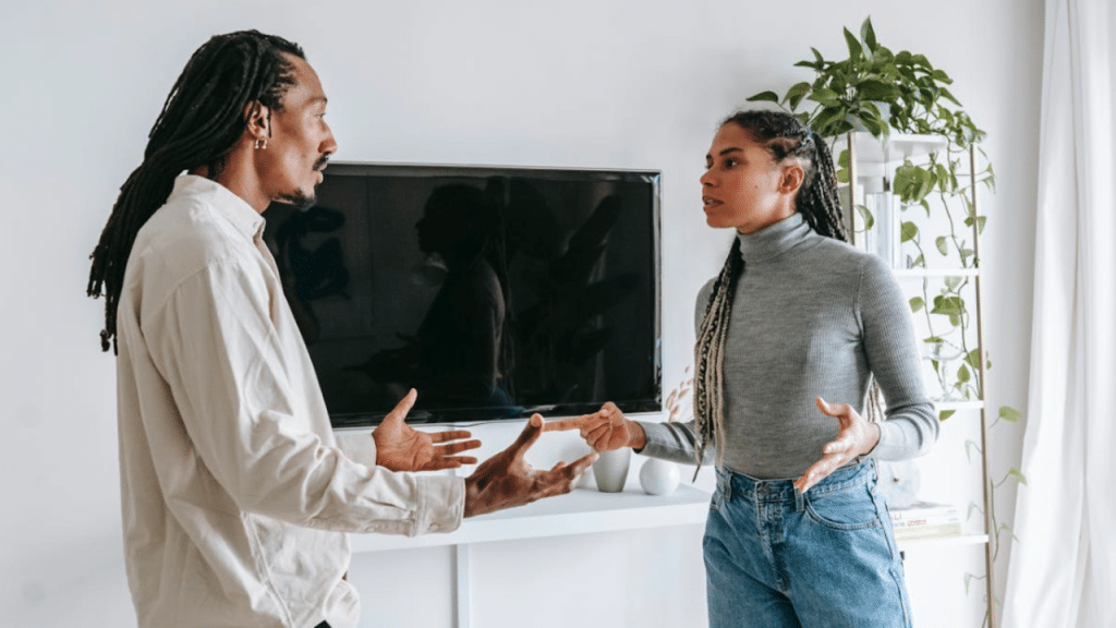 A couple having a serious talk