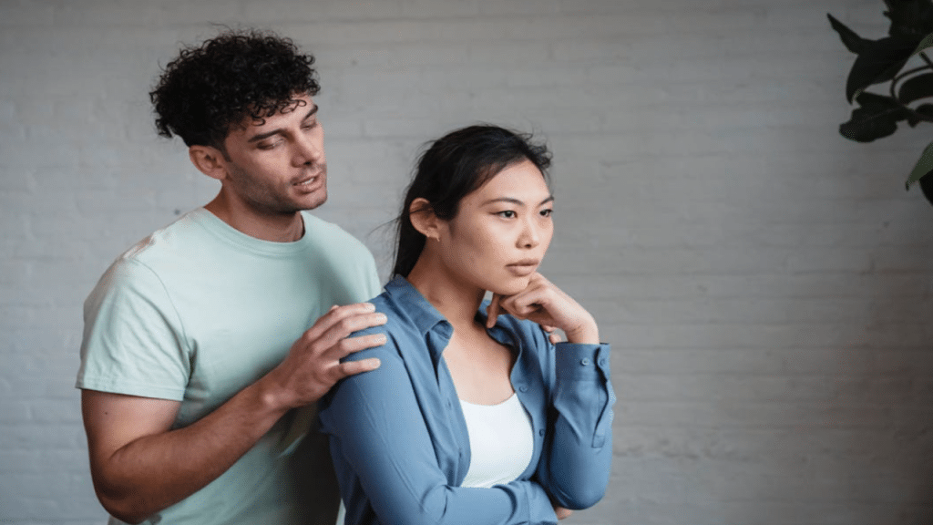 A woman ignoring her husband