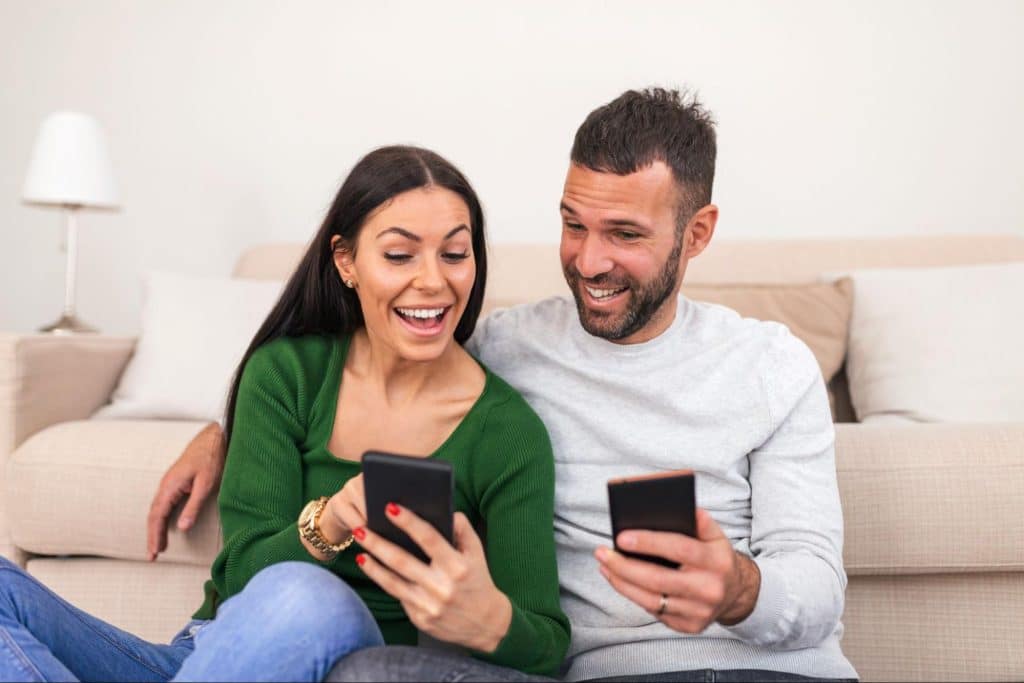 A man and woman talking