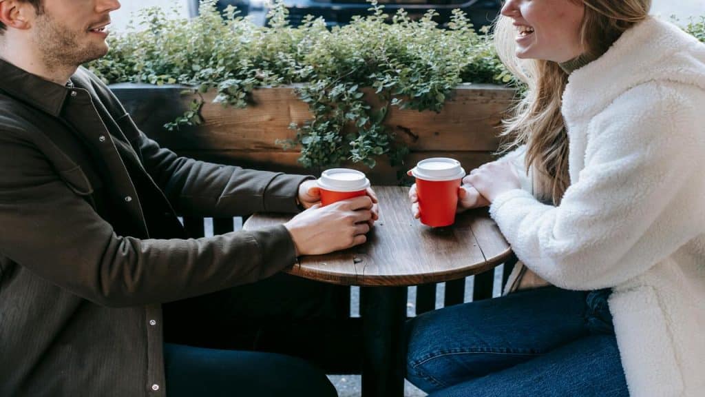 A couple on a coffee date