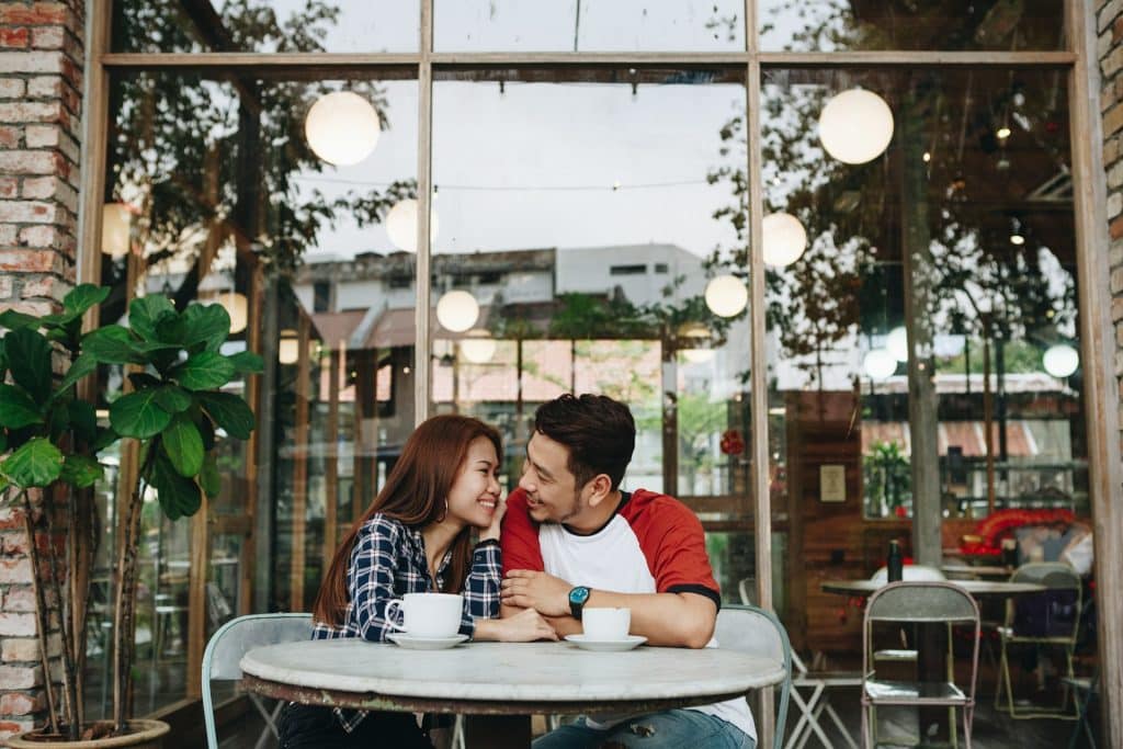 A couple having coffee.