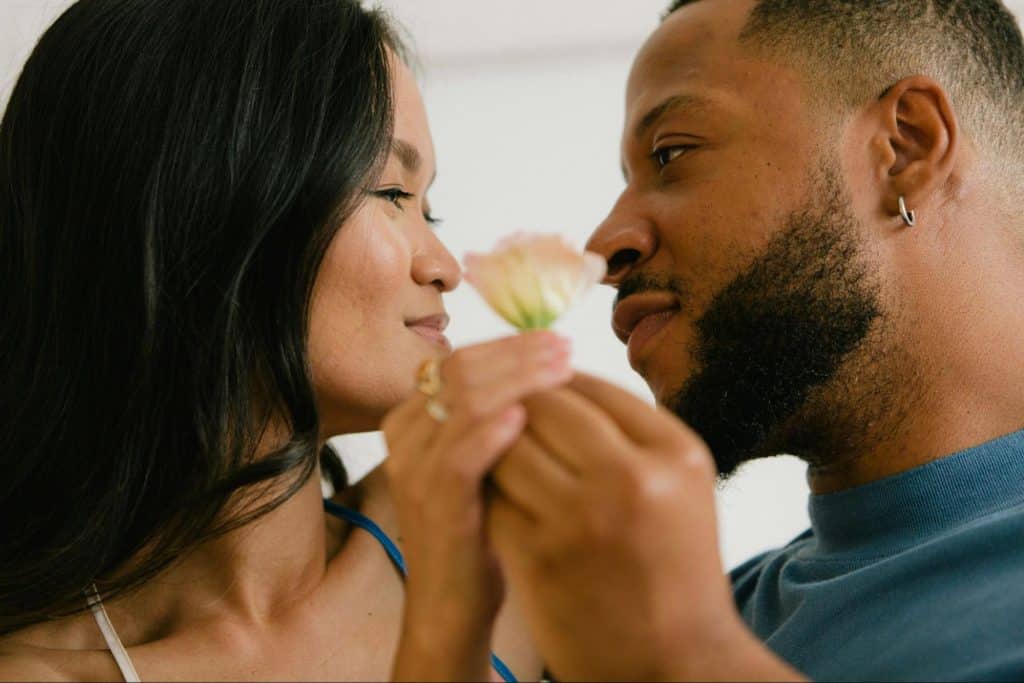 A man and woman close to each other