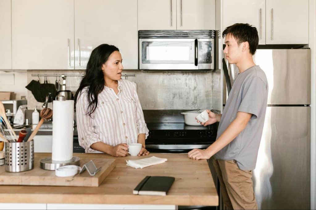 A man and woman having a conversation