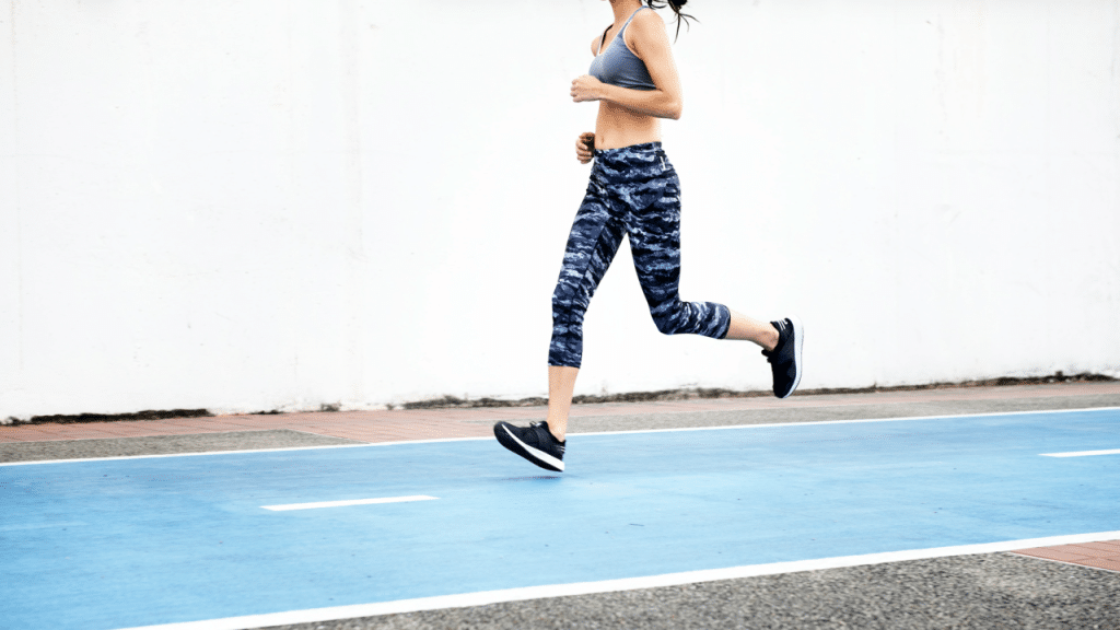 A woman preparing for a marathon