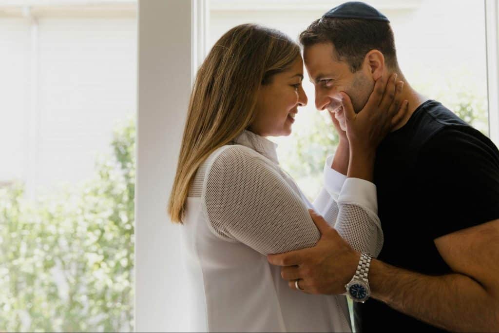 A man and woman close to each other