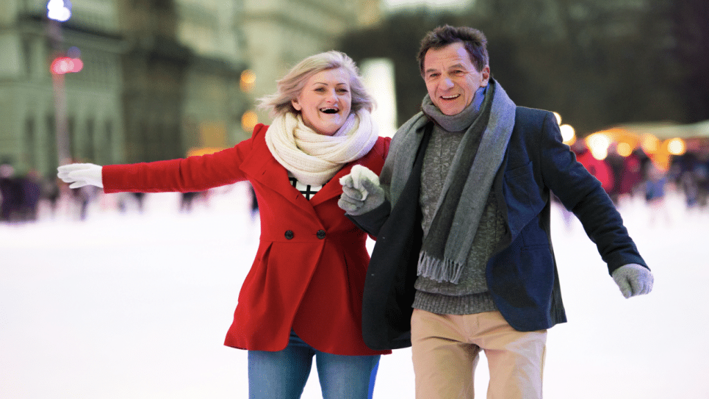 A couple ice skating together