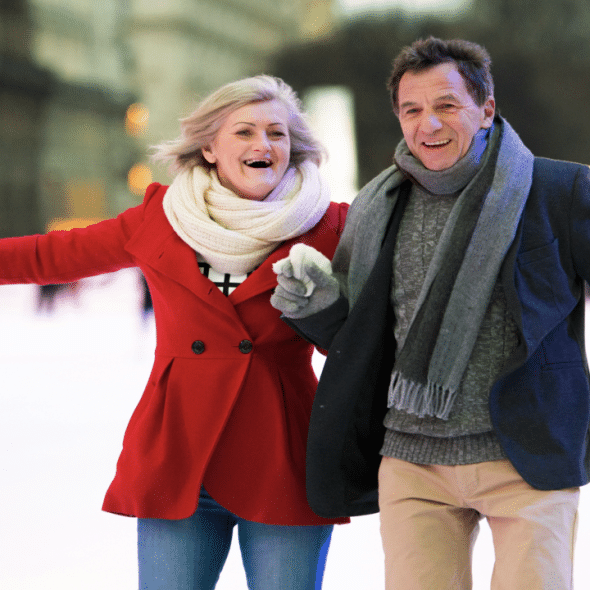 A couple ice skating together