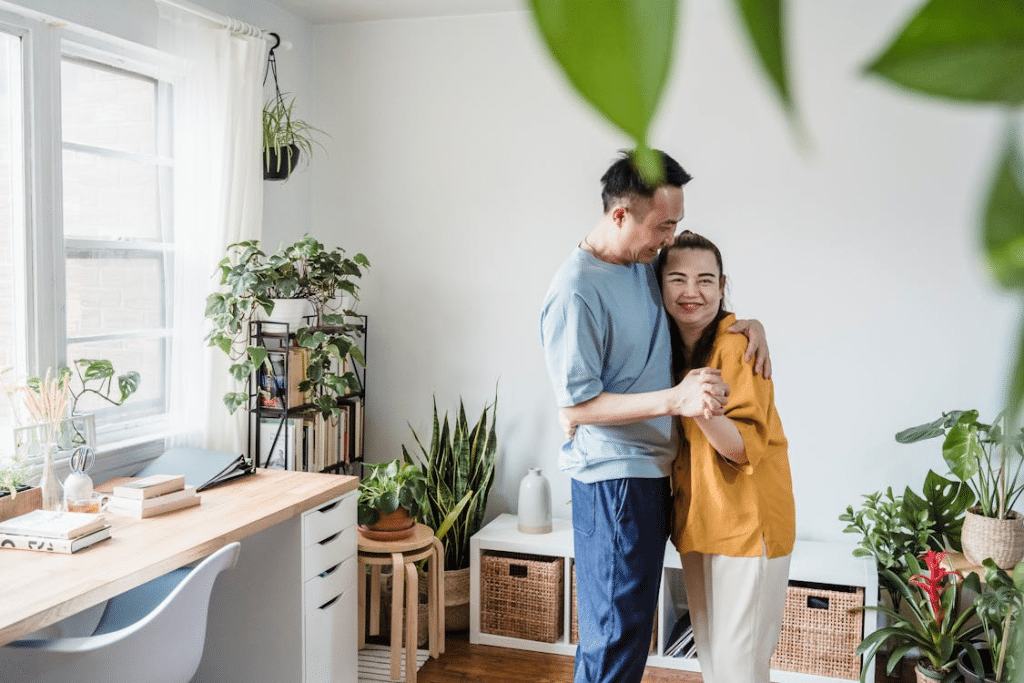 Woman and Man Hugging