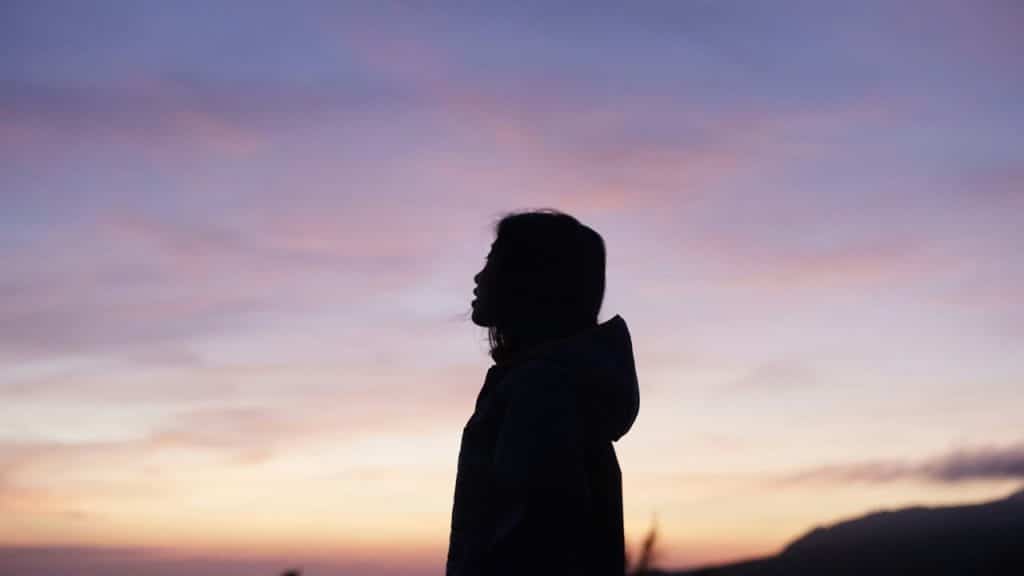 A woman at dusk