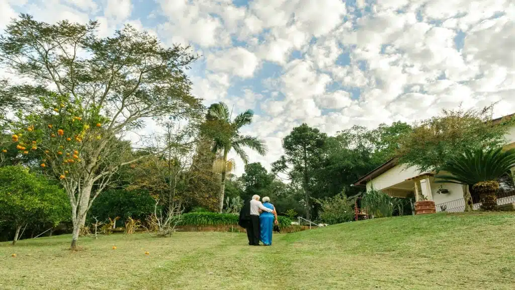 An older couple on a walk