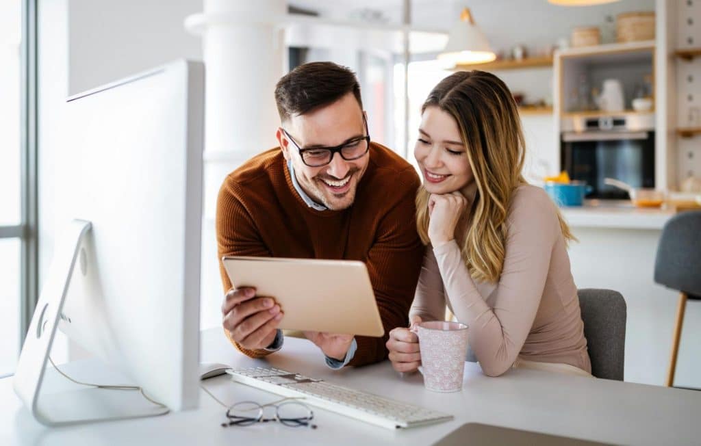 A man and woman working together