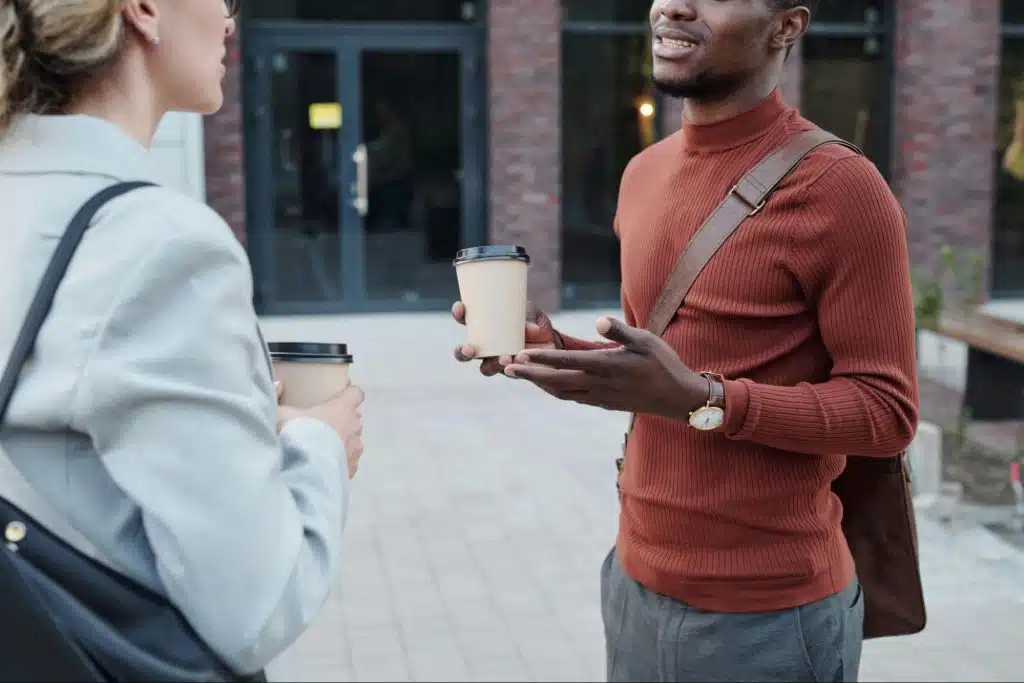 A man and woman outside
